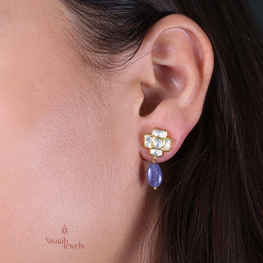 Phool Earring with blue drop