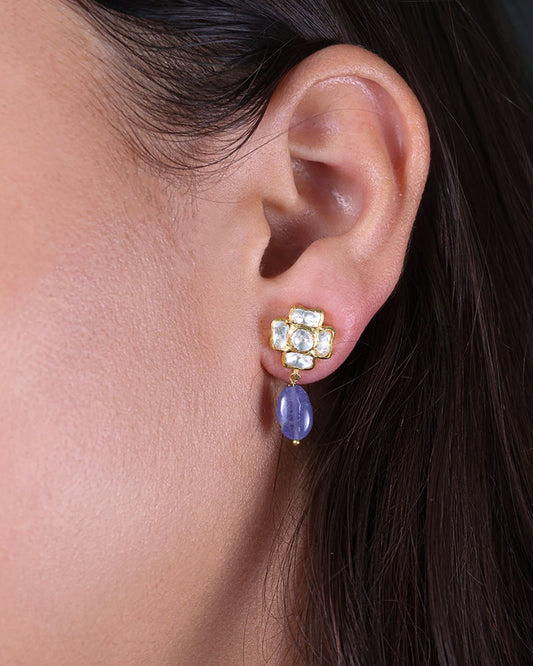 Phool Earring with blue drop
