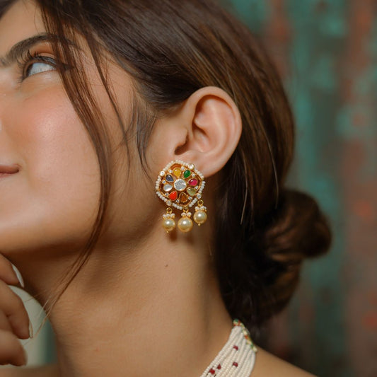 'NOORI' Navratna Earrings