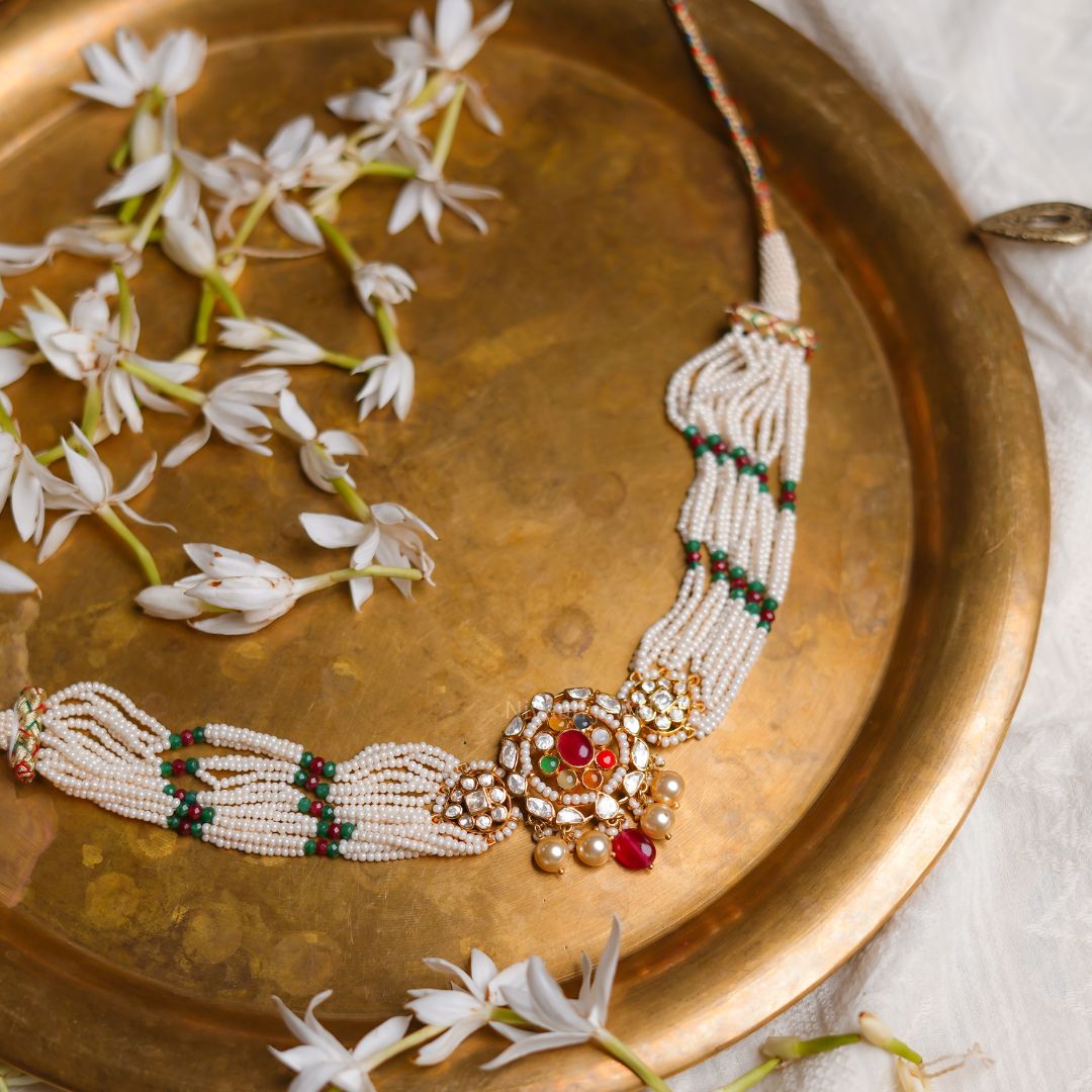 Outshine your life's moments with real traditional sparkle! ✨ - the Grand Gold  Navratna Necklace and Earring set is a celebration of c... | Instagram